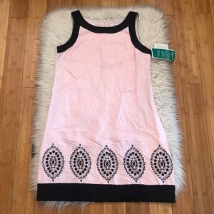 Willow Glen Linen Rhinestone Geometric Sleeveless Blush Pink Shift Dress size 12